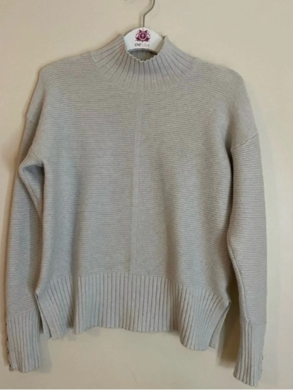 Cyrus Cream minimalist Ribbed High-Neck Sweater